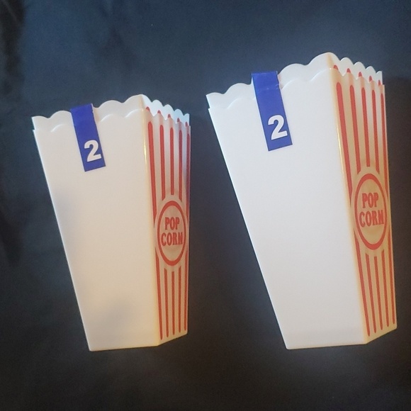 Red & White Striped Reusable Plastic Popcorn Containers-Set of 5 - Picture 5 of 9